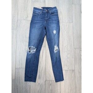 Marine Layer High Rise Skinny Jeans Distressed Denim Raw Hem womens sz 26 156